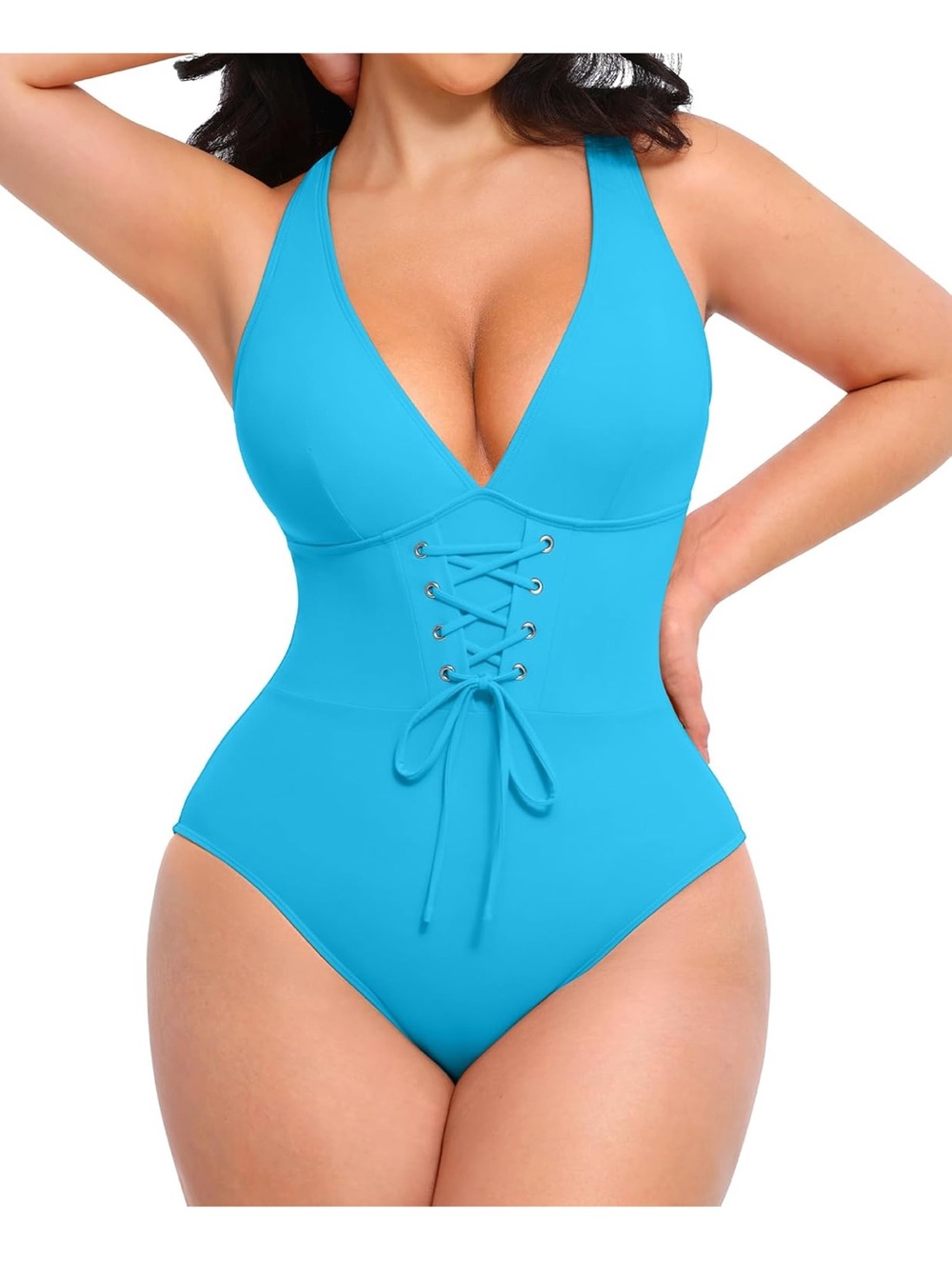 SHAPELLX Tummy Control One Piece Swimsuit Push Up V Neck XXL. 2792/bb17-2:v